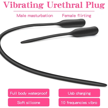 Uretral Dilatatoare Penis Plug 10 Frecvență Vibratoare de Inserție Uretral Plug Cateter Sunete Vibratoare Jucarii Sexuale pentru Bărbații Adulți USB