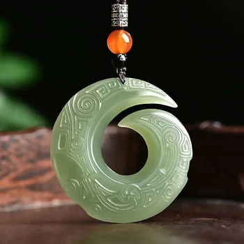 Naturale XinJiang HeTian Jad Pandantiv Amuleta Norocoasă Transport Jade Colier Cu Certificat Pentru Barbati Femei Bijuterii Fine