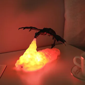 Imprimare 3D Dragon de Foc-respirație Lumina de Noapte Dinozaur de Creatie Ornamente Vulcanice Dragon de Foc Lava Lamp