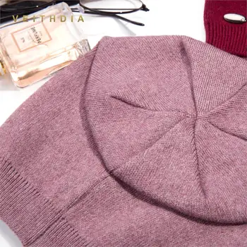 VEITHDIA Femei de Moda Pălării Tricotate din Lână Toamna Iarna Casual, de Înaltă Calitate de Brand Nou 2019 Vânzare la Cald Pălărie de sex Feminin Chelioși Căciuli