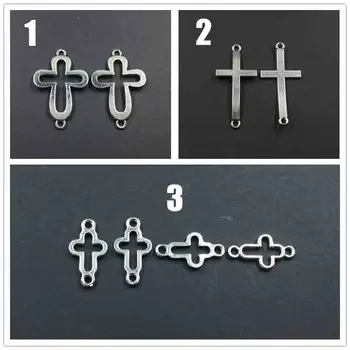 DIY bijuterii de epocă siliver culoare aliaj de zinc cruce cruci pentru a face bratari 50 de bucati/model 3 mixte cruci
