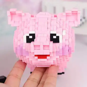 1547pcs Anime Animale de Companie Roz Drăguț de Porc Bloc Kituri DIY Diamond Mini Caramida Model 3D de Asamblare Jucărie pentru Copii Cadouri de Crăciun