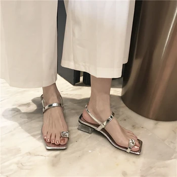 De Vară 2020 Femei Sandale Plate Gladiator Spate Curea De Plajă, Sandale De Moda Bling Crytal Rochie De Diapozitive Pantofi Piața Low Heel Sandal