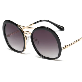 2019 Trendy Neregulate Rotund ochelari de Soare Femei Gradient Cadru din Aliaj de Brand de Ochelari de Soare UV400 Supradimensionat de Moda de sex Feminin de Ochelari de Nuante