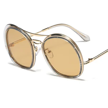 2019 Trendy Neregulate Rotund ochelari de Soare Femei Gradient Cadru din Aliaj de Brand de Ochelari de Soare UV400 Supradimensionat de Moda de sex Feminin de Ochelari de Nuante
