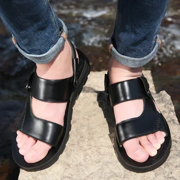 Oamenii De Vacă Din Piele Sandale În Aer Liber De Vară 2020 Manual Pantofi Barbati Pantofi Casual Respirabil Pentru Plajă, Încălțăminte De Mers Pe Jos De Sandale Papuci De Casă