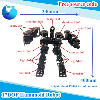 Original 17DOF Biped Robotic Robot Umanoid Robot de Mers pe jos / Biped /Dans/ Robot de învățământ gratuit codul sursă