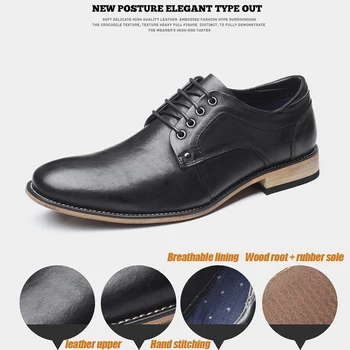 ZFTL Noi Oameni de Afaceri de cauzalitate pantofi om pantofi rochie de dimensiuni mari din piele de sex masculin dantela-up pantofi de agrement manual negru/maro 41