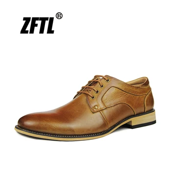 ZFTL Noi Oameni de Afaceri de cauzalitate pantofi om pantofi rochie de dimensiuni mari din piele de sex masculin dantela-up pantofi de agrement manual negru/maro 41