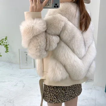2020 Moda De Iarnă Adevărată Blană De Vulpe Pentru Femei Jachete De Înaltă Calitate Autentic Din Piele De Oaie Blană Naturală De Vulpe Blană De Sex Feminin Paltoane