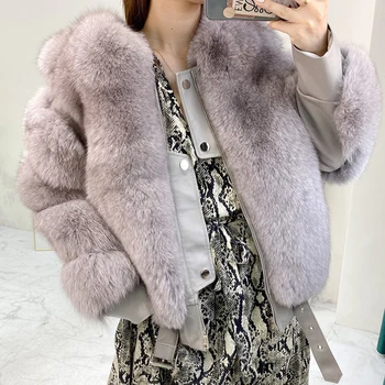 2020 Moda De Iarnă Adevărată Blană De Vulpe Pentru Femei Jachete De Înaltă Calitate Autentic Din Piele De Oaie Blană Naturală De Vulpe Blană De Sex Feminin Paltoane