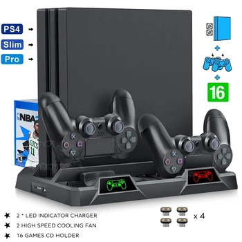 PS4/ PS4 Pro/ PS4 Slim Consola Suport Vertical 2 Controler de Încărcare de Andocare 2 al Ventilatorului de Răcire 16 Jocuri de Stocare pentru Sony Playstation 4