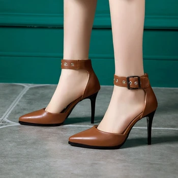 Elegant, de Moda Noua de Mici și Mari Dimensiuni între 33 si 50 Femei sandale de Vară Petrecere de Nunta Pantofi de Femeie cu fermoar tocuri inalte 9.5 cm pompe T620
