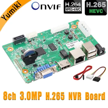 8CH*3.0 MP H. 265/H. 264 NVR Rețea Vidoe Recorder DVR Bord pentru Camera IP cu SATA Linie ONVIF VMS P6Spro