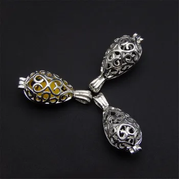 10buc strălucitoare de argint picătură perla cușcă colier pandantiv aromoterapie ulei difuzor adăuga propriile perla, piatra face mai atractiv