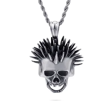 Retro, hip hop craniu oțel inoxidabil pentru bărbați din oțel titan exagerat cap fantomă punk pandantiv bijuterii