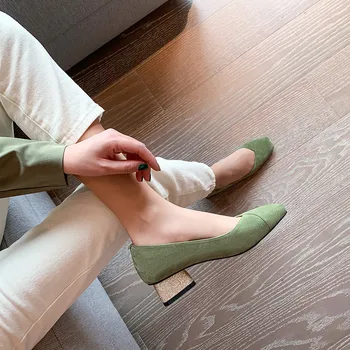 FEDONAS New Sosire Femei Petrecerea de Nunta Pompe de Primavara-Vara Pătrat Tocuri Pantofi de piele de Căprioară Piele de Înaltă Calitate, Pantofi de Femeie