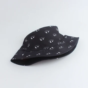 2021 Moda Ochi De Diavol Găleată Pălării Pentru Bărbați Harajuku Bob Pălărie Reversibile De Protecție Solară De Pescuit Cap Hip Hop Gorro Pescador