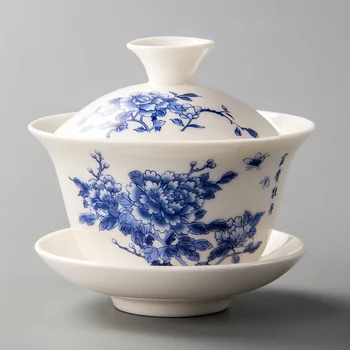 Gaiwan Ceașcă De Ceai Strachină Ceainic Tradițională Chineză Kung Fu Ceai Oală Ceramice Castron De Ceai Ceașcă De Porțelan Sancai Ceașcă Ceașcă De Ceai, Seturi D002