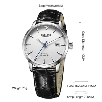 CADISEN Brand de Top pentru Bărbați ceasuri de Mînă MIYOTA 9015 Mecanice Ceasuri Automate rezistent la apa 50M de Lux Diamond Dial Data din Calendar