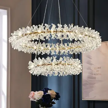 Cristal inele candelabru floare de cristal candelabru de iluminat camera de zi led-uri de lux cristal lustre sufragerie lampă de pandantiv