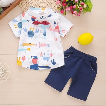 2020 vara noi de îmbrăcăminte pentru băieți haine pentru copii desene animate arcul de bumbac cu mânecă scurtă tricou + pantaloni scurți Băiat Seturi
