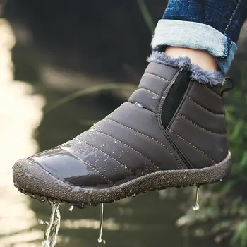 Barbati Femei În Aer Liber Ține De Cald, Plus Catifea Comfot Mare De Top Rezistent La Apa Solida De Iarna Plasă (Mesh Aer) Rotund Toe Pantofi Cizme