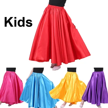 10colors Copii Leagăn Mare din Satin de Matase Buna Fetelor Belly Dance Fusta Copii țigănci Flamenco spaniol Bellydancing Costume