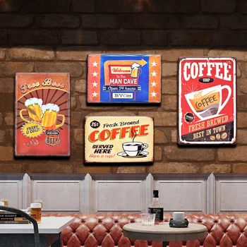 Pop CAFEA, BERE, COLA Vintage 3D Relief Tablă de Metal Semn Bar, Pub, Hotel, Restaurant, cafenea, Casă de Metal Retro Semne Ușă Decor