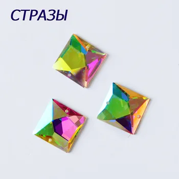 CTPA3bI 2308TH Pătrat Cristal AB Două Găuri Pietre Haine DIY Pietre Manual de Cristal Bijuterii Pentru Rochia de Saci de Decor
