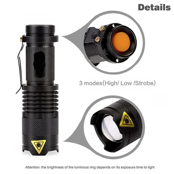Mini Lanterna led-uri Lampa Lanterna CREE Q5 LED Lanterna AA/14500 Reglabil Zoom Lanterna Impermeabil Pentru aer liber pentru camping