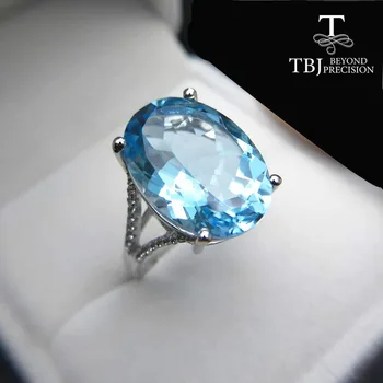 TBJ,Super Mare Inel de piatră prețioasă,tăiat Oval 13*18mm 15ct Blue topaz argint Inel de piatră prețioasă pentru pary,ochi prinderea de design cu o cutie-cadou