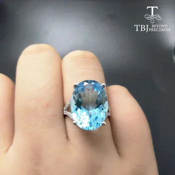 TBJ,Super Mare Inel de piatră prețioasă,tăiat Oval 13*18mm 15ct Blue topaz argint Inel de piatră prețioasă pentru pary,ochi prinderea de design cu o cutie-cadou