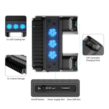 Pentru PS4/Pro/Slim Stand Vertical cu Ventilator de Răcire Cooler Dual Controller Încărcător Stație de Încărcare cu LED-uri Colorate pentru Playstation 4