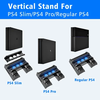 Pentru PS4/Pro/Slim Stand Vertical cu Ventilator de Răcire Cooler Dual Controller Încărcător Stație de Încărcare cu LED-uri Colorate pentru Playstation 4