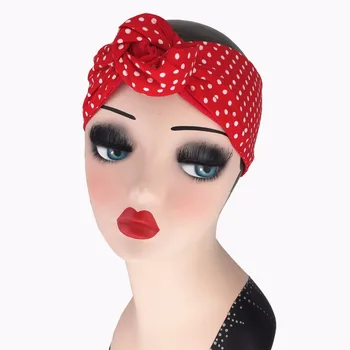 Femei vintage anii 50, rosu alb polka dot banda de susținere accesorii de par hairband arc rockabilly pinup bandană sârmă eșarfă