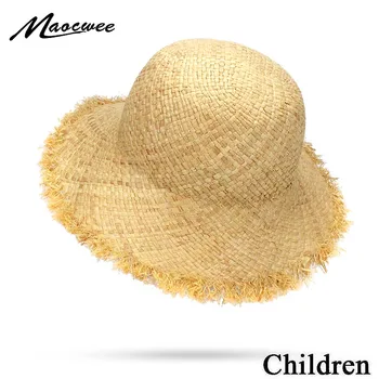 2018 Copil Drăguț Fete Băiat Rafie, Paie Pălărie de Soare Copii Mari Plaja de Refuz de Vară pentru Copii Luntraș Plaja de Sus Cupola Fedora Pălărie 50CM
