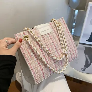 Paiete Square Tote sac 2020 Moda Noua Lână de Înaltă calitate Femei Geantă de mână de Designer Lanț de Umăr, Sac de Mesager Geanta de Voiaj