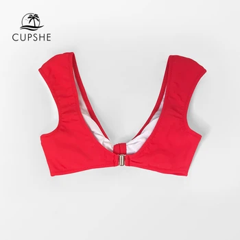 CUPSHE Solid Roșu Bowknot Bikini Top Femei Sexy Singur Sutien Separă partea de Sus 2021 Fete Noi Costume de baie Separate Baie Sutien Top