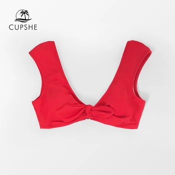 CUPSHE Solid Roșu Bowknot Bikini Top Femei Sexy Singur Sutien Separă partea de Sus 2021 Fete Noi Costume de baie Separate Baie Sutien Top