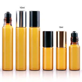 100 Buc/Lot 10 ML Ulei Esential de Sticle Roll On Flacon din Sticlă brună Reîncărcabile Sticla de Parfum de Călătorie Sticlă Container Cosmetice