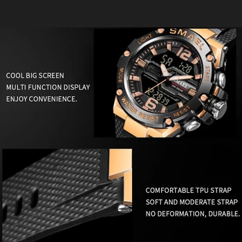 Moda Barbati Ceas de Ceas Sport rezistent la apa 50M Ceasuri de mana Digital cu LED-uri Auto Data Cronometru Ceasuri de Alarmă 8033 Casual Barbati Ceasuri