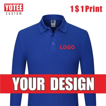 YOTEE Toamna Sănătate Bumbac Tricou POLO cu Maneca Lunga Personal Firma Grup de Îmbrăcăminte Personalizate de Imprimare Foto Design LOGO-ul