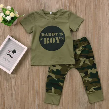 Nou-Moda pentru Copii pentru Băieți Fete Haine Seturi Militare de Camuflaj O-gât Sport, Tricou+Camuflaj Pantaloni lungi+Bentita Băiatului