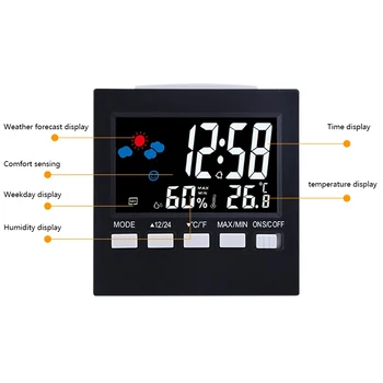 LED Ceas cu Alarmă Digital Prognoza Meteo Stație Multifuncțională Temperatură, Umiditate, Iluminare XH8Z JY18