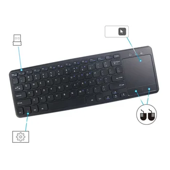 Noi 2.4 G Wireless Tastatura Touch Panel cu Multi-touch Tastatura cu Receptor USB Alimentat De Baterii 2xAAA (nu sunt incluse)