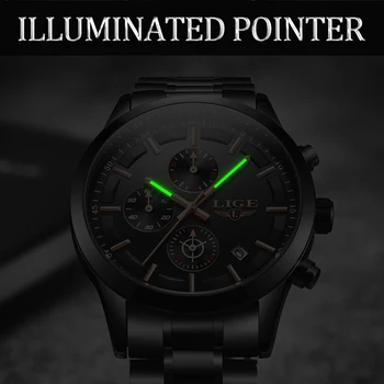 LIGE Top Brand de Lux Ceasuri Barbati de Moda din Oțel Inoxidabil rezistent la apă, Cronograf Cuarț Ceas Barbati Ceas Relogio Masculino
