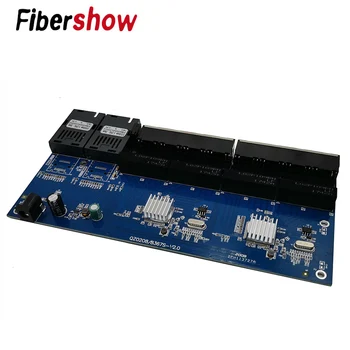 10/100/1000M Gigabit Ethernet Fiber Optic Media Converter PCBA 8 RJ45 UTP si 2 SC Port de fibra de Bord PCB 3 KM 6 bucati