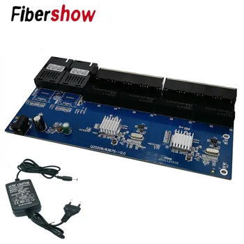 10/100/1000M Gigabit Ethernet Fiber Optic Media Converter PCBA 8 RJ45 UTP si 2 SC Port de fibra de Bord PCB 3 KM 6 bucati