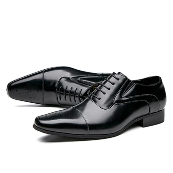 Misalwa Triplu Mixt de Mana Barbati din Piele Pantofi eleganți Cap Toe Oxford italiană Sculptate Pantofi Rochie pentru Oamenii de Afaceri